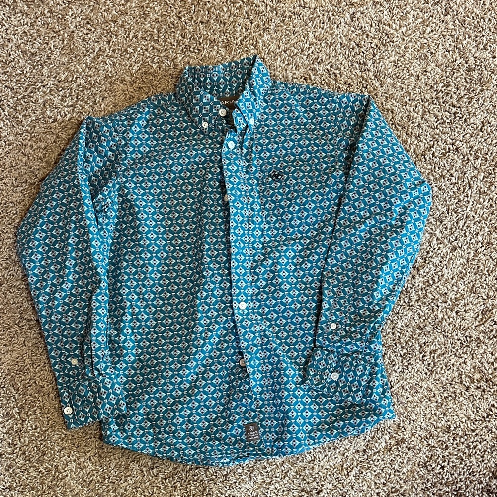 Ariat Boy Teal Diamond Pattern Shirt